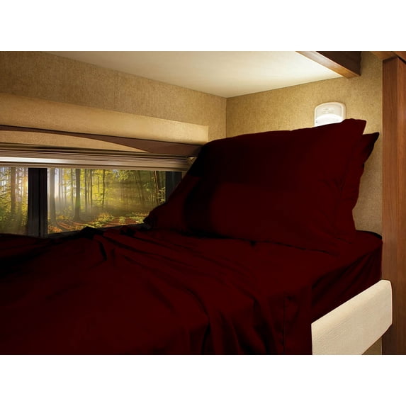 Truck Size 42" X 80" Sheet Set 600 Thread-Count 100% Egyptian Cotton 8-Inch Deep Pockets - Made for RV - Wine Color