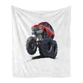 thumbnail image 1 of Truck Soft Flannel Fleece Throw Blanket, Extreme Off Road Vehicle Cartoon Style Monster Truck Motorsports Illustration, Cozy Plush for Indoor and Outdoor Use, 70" x 90", Night Blue Red, by Ambesonne, 1 of 5