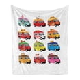 thumbnail image 1 of Truck Soft Flannel Fleece Throw Blanket, Ice Cream Doughnut Burgers Pizza Sushi Hotdog Colorful Food Truck Illustration, Cozy Plush for Indoor and Outdoor Use, 50" x 60", Multicolor, by Ambesonne, 1 of 5