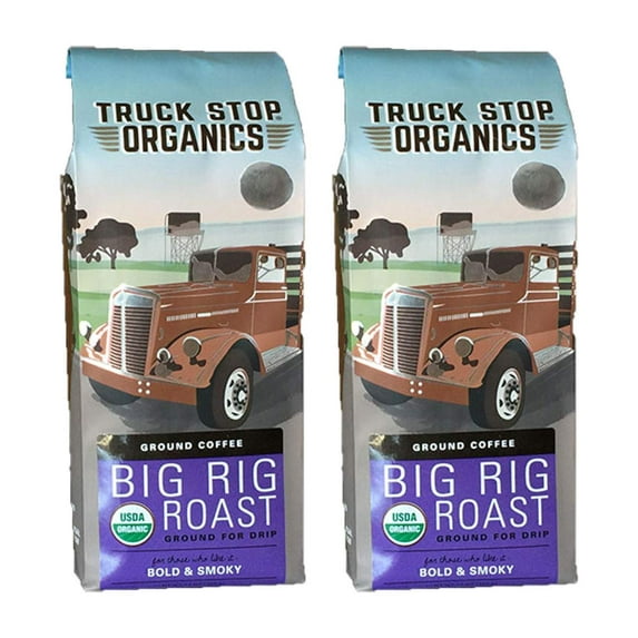 Truck Stop Organics Big Rig Dark Roast Ground Coffee, 2-Pack 12 oz. Bags