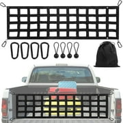 Truck Tailgate Cargo Net, 59" x 18" Full Size Polyester Tailgate Net, Pickup Truck Bed Secure Net with 4 Carabiners, Easy to Install & Remove, Compatible with Chevy, Ford, Tacoma, Toyota, Ram