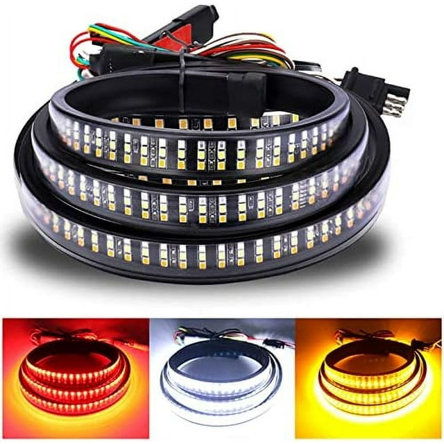 Truck Tailgate Light Bar 60" LED Strip with Red Running Brake White