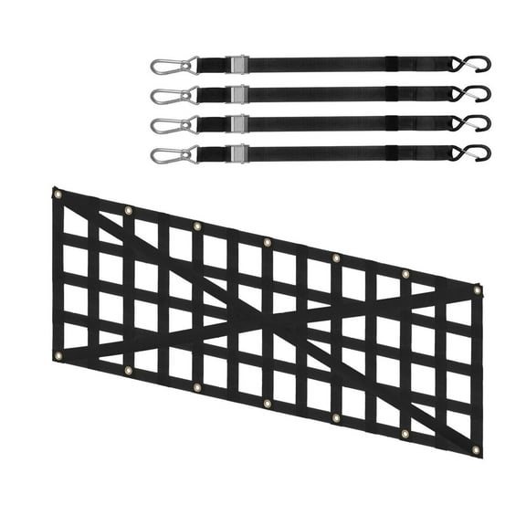 Truck Tailgate Net 54x18in, Adjustable Cargo Net for Pickup, Heavy Duty 600lbs Capacity, Cross Strap Reinforced, for Kayaks, Luggage, Motorcycle
