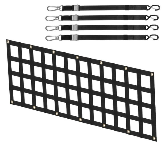 Truck Tailgate Net 60x18 inch, Heavy Duty Cargo Net for Truck Bed with Adjustable Straps, Pickup, Trailer, SUV - Secure Transport