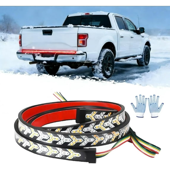 Truck Tailgate Strip Light LED Bar with Arrow Turn Signal, Sequential Brake & Reverse Lights, Flexible Waterproof Design for Pickup Trucks & SUVs