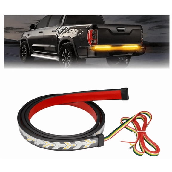 Truck Tailgate Strip Light LED Bar with Sequential Turn Signals & Strobe Brake Light - Universal Fit for Trucks, Plug and Play, Water - (1M/39.37")