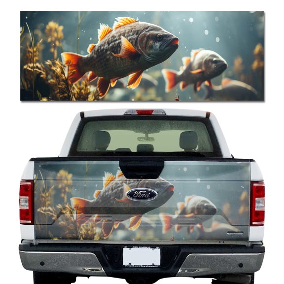 Truck Tailgate Wrap Big Fish HD Decal Graphics MightySkins Professional Grade 3M Material Universal Fit for Full Size Trucks Weatherproof & Car Wash Safe
