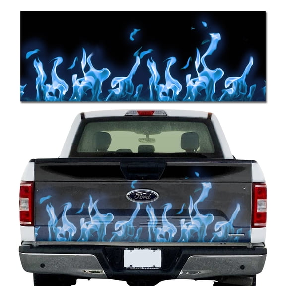 Truck Tailgate Wrap Blue Flames HD Decal Graphics MightySkins Professional Grade 3M Material Universal Fit for Full Size Trucks Weatherproof & Car Wash Safe