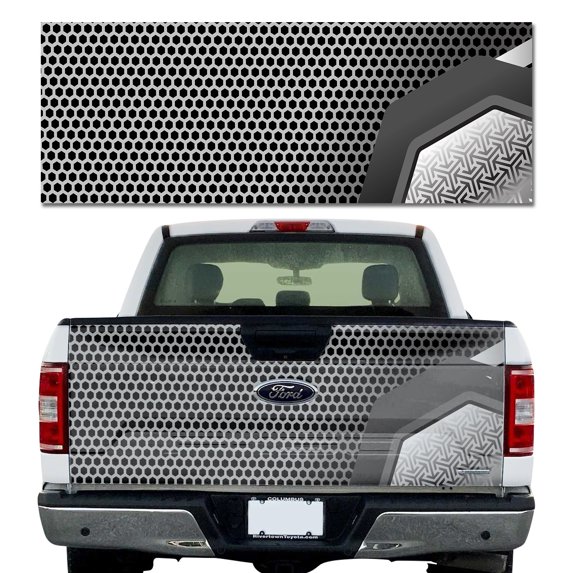 Truck Tailgate Wrap Hex Mono HD Decal Graphics MightySkins Professional Grade 3M Material Universal Fit for Full Size Trucks Weatherproof & Car Wash Safe
