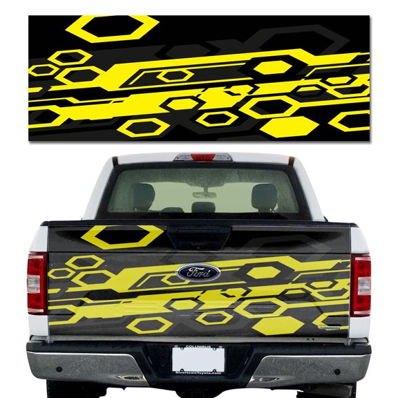Truck Tailgate Wrap Yellow Hex Parts HD Decal Graphics MightySkins Professional Grade 3M Material Universal Fit for Full Size Trucks Weatherproof & Car Wash Safe