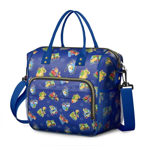 Truck-Themed Insulated Lunch Tote Bag - Large Leakproof Cooler Bag for Adults, 4-Layer Thermal Design with Multi-Pockets for Utensils & Electronics