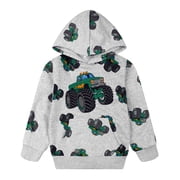 Truck Toddler Hoodie for Boys Cotton Sweatshirt Monster Truck Hooded Shirt Kids Fall Winter Clothes Size 6/388
