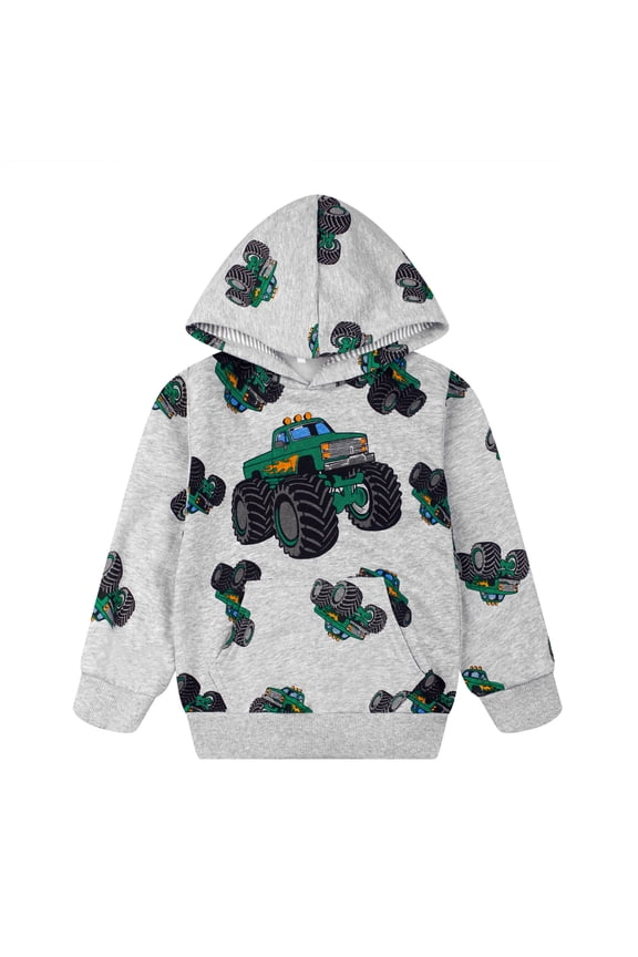 Truck Toddler Hoodie for Boys Cotton Sweatshirt Monster Truck Hooded Shirt Kids Fall Winter Clothes Size 6/388