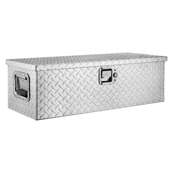 Truck Tool Box, 30" Aluminum Diamond Plate Tool Box with Lock, Heavy Duty Truck Bed Storage Organizer for Pickup, RV, Trailer - Silver