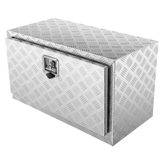 Truck Tool Box, 30x17x18in Underbody Storage Box, Aluminum Diamond Plate Toolbox with Lock, Waterproof Trailer Tool Box for Pickup Truck, Van, Trailer