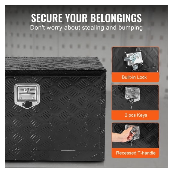 Truck Tool Box, 48" x 17" x 18" Underbody Aluminum Storage - Trailer, RV, Pickup Truck - Secure Tool Organization