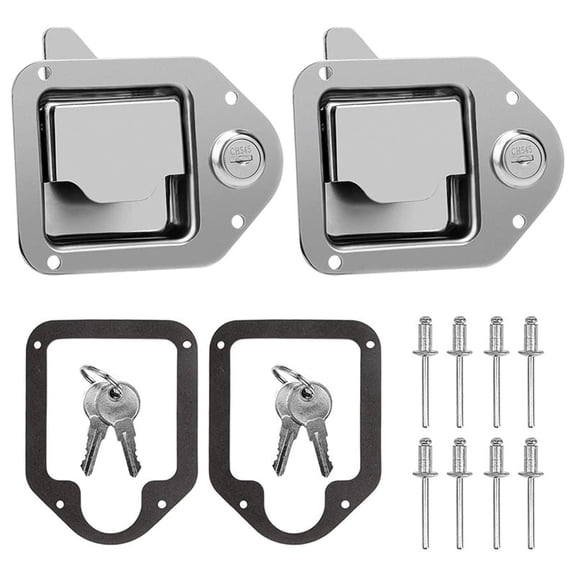 Truck Tool Box Replacement Stainless Steel Toolbox Paddle Lock Replacement Handle with Keys for Truck RV Trailer