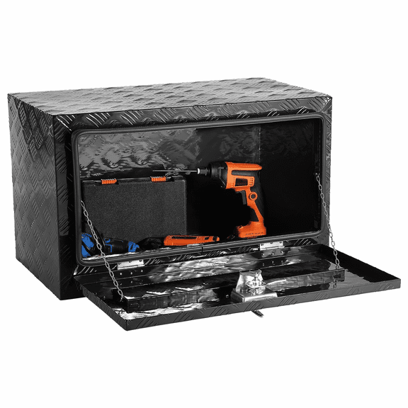 Truck Tool Box Underbody 30" x 17" x 18", Aluminum Trailer RV Storage Box with Lock, Heavy Duty Vehicle Tool Organizer for Trucks, Vans, Campers
