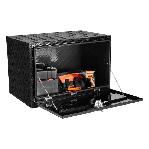 Truck Tool Box Underbody 48"x17"x18", Aluminum Trailer RV Storage Box, Lockable Vehicle Tool Organizer
