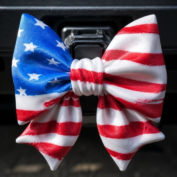 Truck Tow Hitch Plug, Girls Cheer Bow, Large Cheer Bow, Youth Cheer Bow, 6X6 Inch Us Flag Patriotic 4Th of July Bow Decor Cover, Fits 3Cm Trailer Receiver Tube, 1Pc Independence