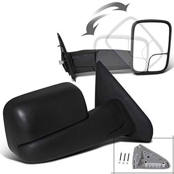 Truck Towing Flip Up Side Mirrors Power Adjustable Heated Mirror With LED Signal Puddle Light Made For And Compatible With 2013 - 2015 Dodge RAM 1500 2500