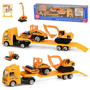 Truck Toys for 3 4 5 6 Year Old Boys, Construction Vehicles Kit,3-in-1 Friction Power Toy, Carrier Truck Cars for Toddlers 3+