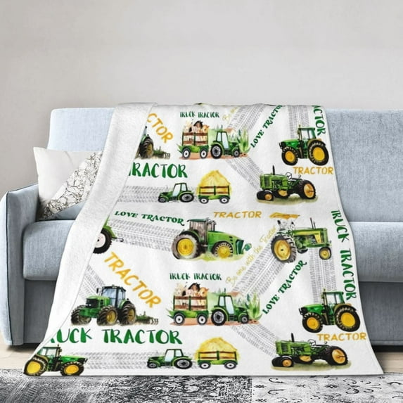 Truck Tractor Blanket Gifts For Kids Adults - Lightweight Throw Blanket For Bedroom Living Room Decor Soft Fuzzy Fleece Cozy Plush Bed Couch 50"X40"