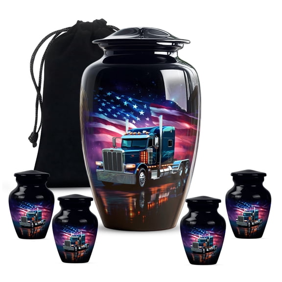 Truck Urn for Ashes for Men - Adult Urns for Human Ashes Women - Truck Urns for Female Mom - Small Urn for Male Dad ( Size:- 10"1Pc, 3" 4Pc )