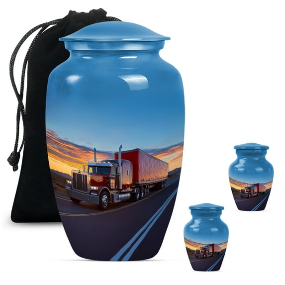 Truck Urns for Human Ashes Adult Man, Mini Urn for Ashes, companion Urns for 2 Adults, Large Cremation Urn for Human Ashes Female(Size - 10inch 1Pcs, 3inch 2Pcs)