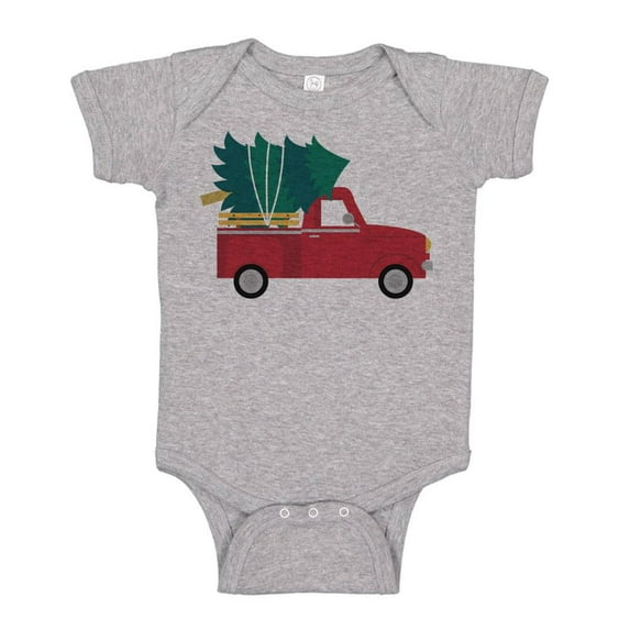 Truck With Christmas Tree Baby Onesie Infant One Piece Bodysuit Newborn Heather Grey