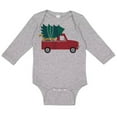 thumbnail image 1 of Truck With Christmas Tree Long Sleeve Baby Onesie Infant One Piece Bodysuit Newborn Heather Grey, 1 of 4