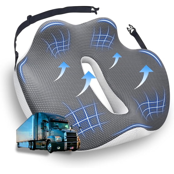 Truck driver seat cushion, upgraded back support and pain relief pad, with anti slip, removable washable cover, relieving pain from long-term sitting on the truck