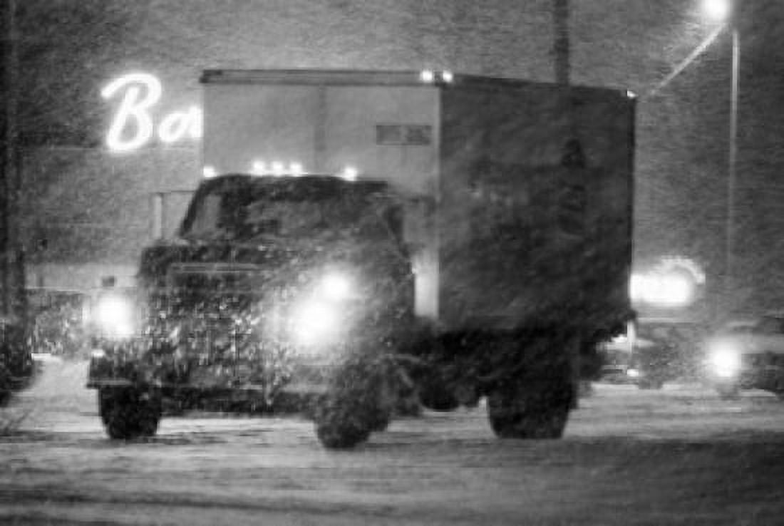 Truck in blizzard at night Canvas Art -  (24 x 36)