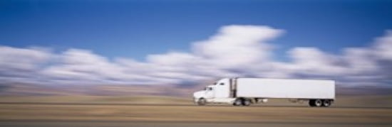 Truck on the road Interstate 70 Green River Utah USA Canvas Art - Panoramic Images (36 x 12)