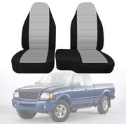 2-Pack Gray 60/40 Cloth High-Back Bench Seat Covers for 1998-2003 Ford Ranger XLT No Console