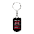 thumbnail image 1 of Trucker Allergic To Stupidity Swivel Trucker Keychain Dog Tag Stainless Steel or 18k Gold, 1 of 10