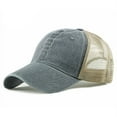 thumbnail image 1 of Trucker Ball Cap Mesh Beige Back Adjustable Hat Snapback 2-Tone Cap 6 Panel (Denim), 1 of 1