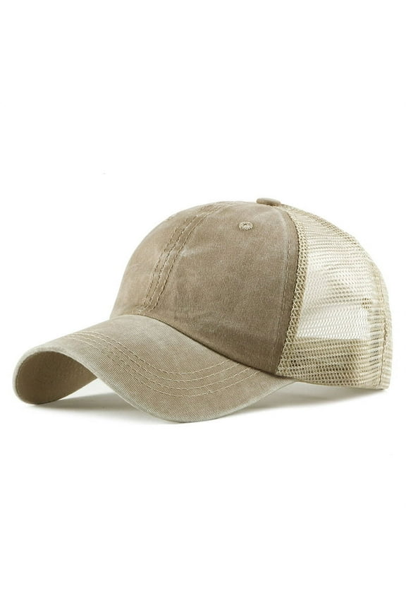 Trucker Ball Cap Mesh Beige Back Adjustable Hat Snapback 2-Tone Cap 6 Panel (LT Green)