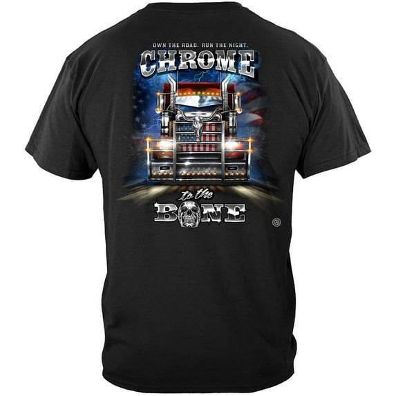 Trucker Big Rig Brush Guard Blue Collar Worker 100% Cotton Black T-Shirt Medium