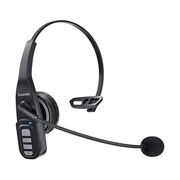 Trucker Bluetooth Headset 5.0 with Microphone Noise Cancelling Wireless Phone Headset 22Hrs Talktime Mute Button Bluetooth Headphones for Cell Phones Business Home Office Trucker