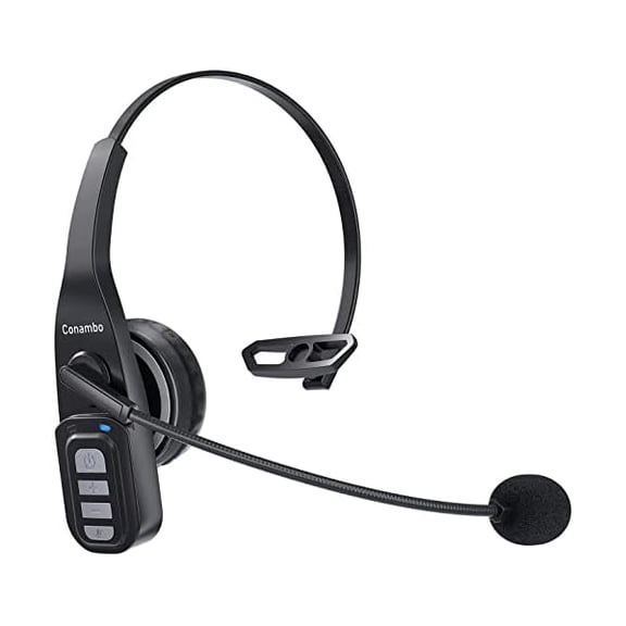 Trucker Bluetooth Headset 5.0 with Microphone Noise Cancelling Wireless Phone Headset 22Hrs Talktime Mute Button Bluetooth Headphones for Cell Phones Business Home Office Trucker