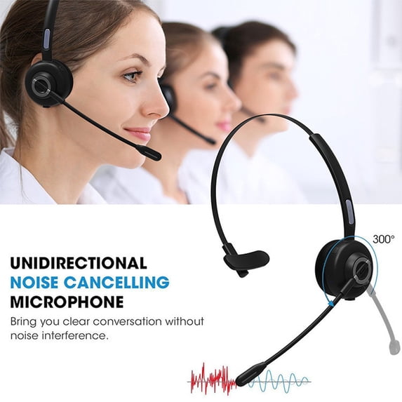Trucker Bluetooth Headset - Wireless Over-Ear Headphones With Noise Cancelling Microphone, CVC 8.0 For PC And Cell Phone, Multipoint Connection For Call Center And Driving