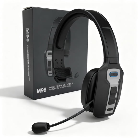 Trucker Bluetooth Headset with AI 99% Noise Cancelling Microphone, 60 Hrs Working Time Wireless Headphones with Mute Button for & Home Office Zoom