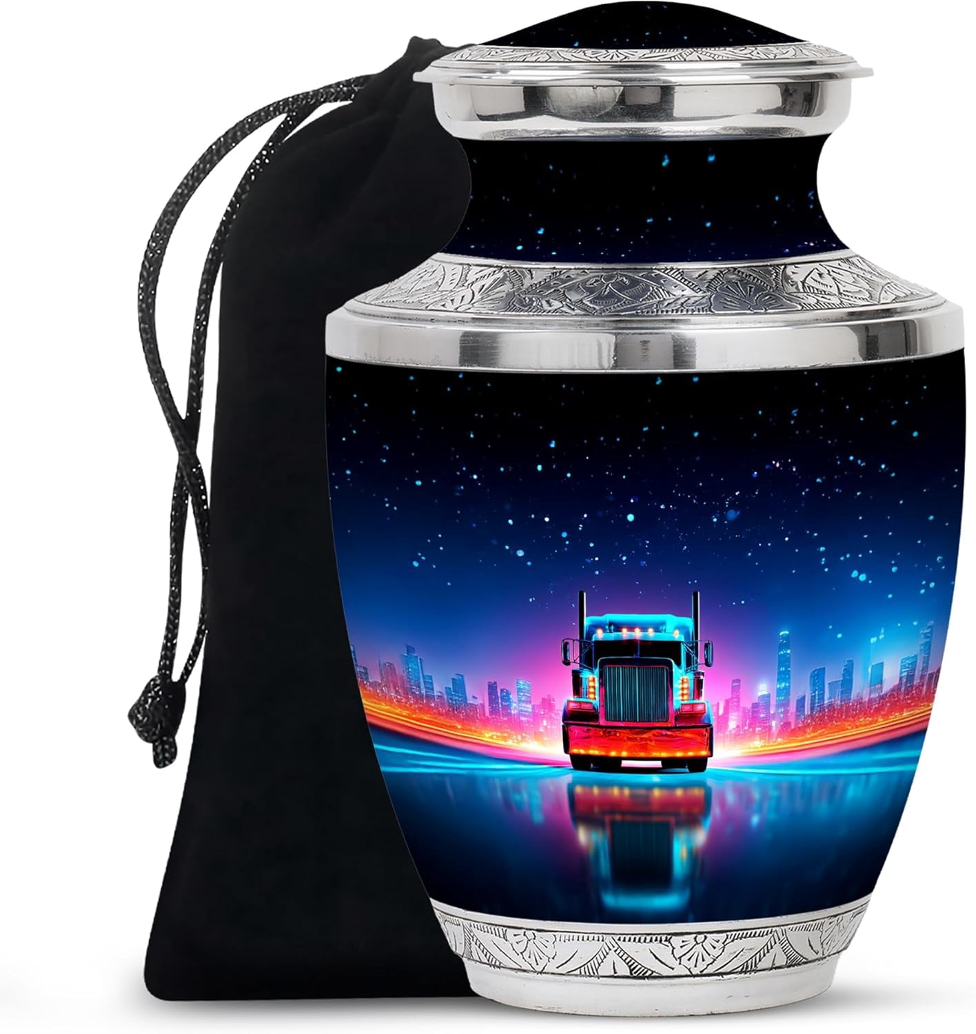Trucker Burial Urn For Adult Human Ash, Funeral Decorative Urn For Human Ash Adult, Trucker Urns For Human Ashes Adult Female, Cremation Urns For Human Ashes, Size 6 Inch, 1 Pc
