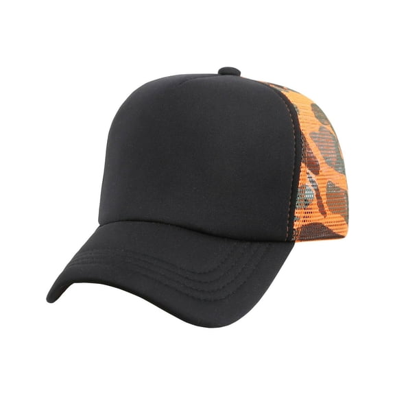 Trucker Cap Mesh Hat Snapback Cap Summer Hat CAMO Casual Baseball (7fc031_Black/Orange Camo)