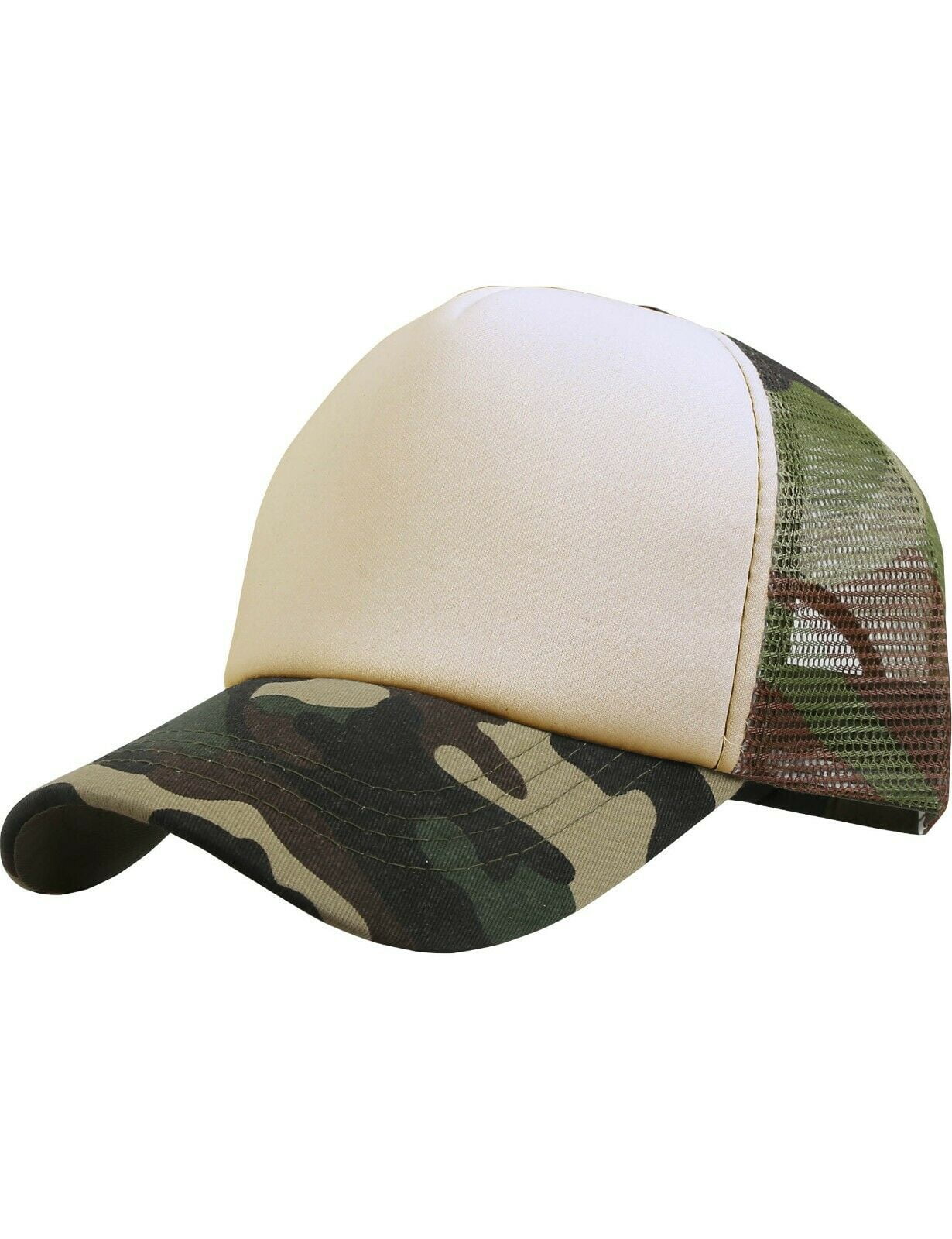 ★PISCESS★Camouflower Half Mesh Top★Yellow_Blue_Khaki★ Trucker Cap Mesh Hat Snapback Cap Summer Hat CAMO Casual