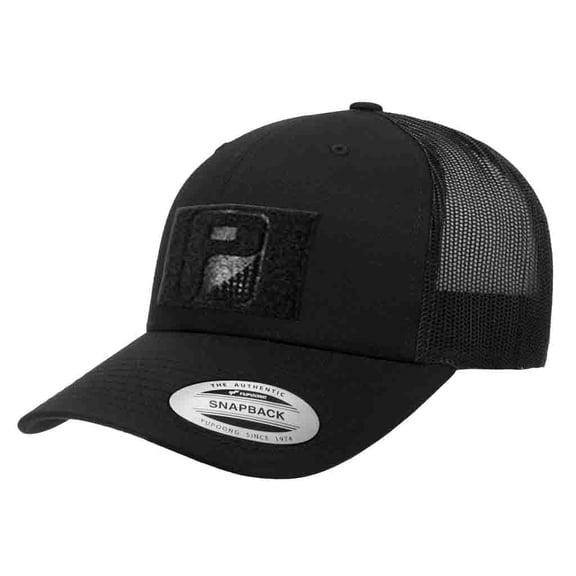 Pull Patch Tactical Snapback Trucker Hat – Curved Bill Cap with 3x2 Inch Hook & Loop Panel for Morale Patches (Black)
