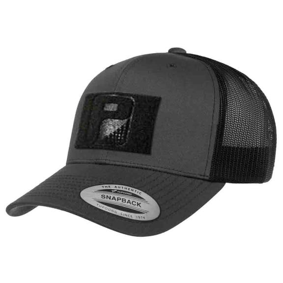 Pull Patch Tactical Snapback Trucker Hat – Curved Bill Cap with 3x2 Inch Hook & Loop Panel for Morale Patches (Charcoal/Black)