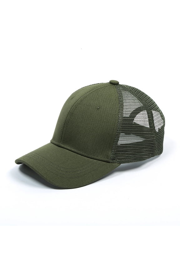 Trucker Hat Baseball Cap Structured Design 6 Adjustable Snapback Closure Breathable Mesh Back Classic Front, B, Army Green