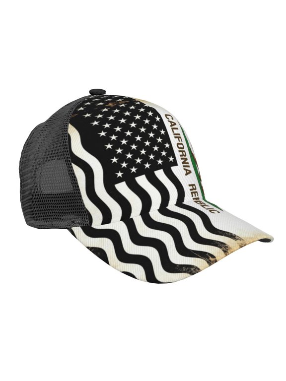 Trucker Hat California America Flags Snap Back Baseball Cap, One Size Fits Most